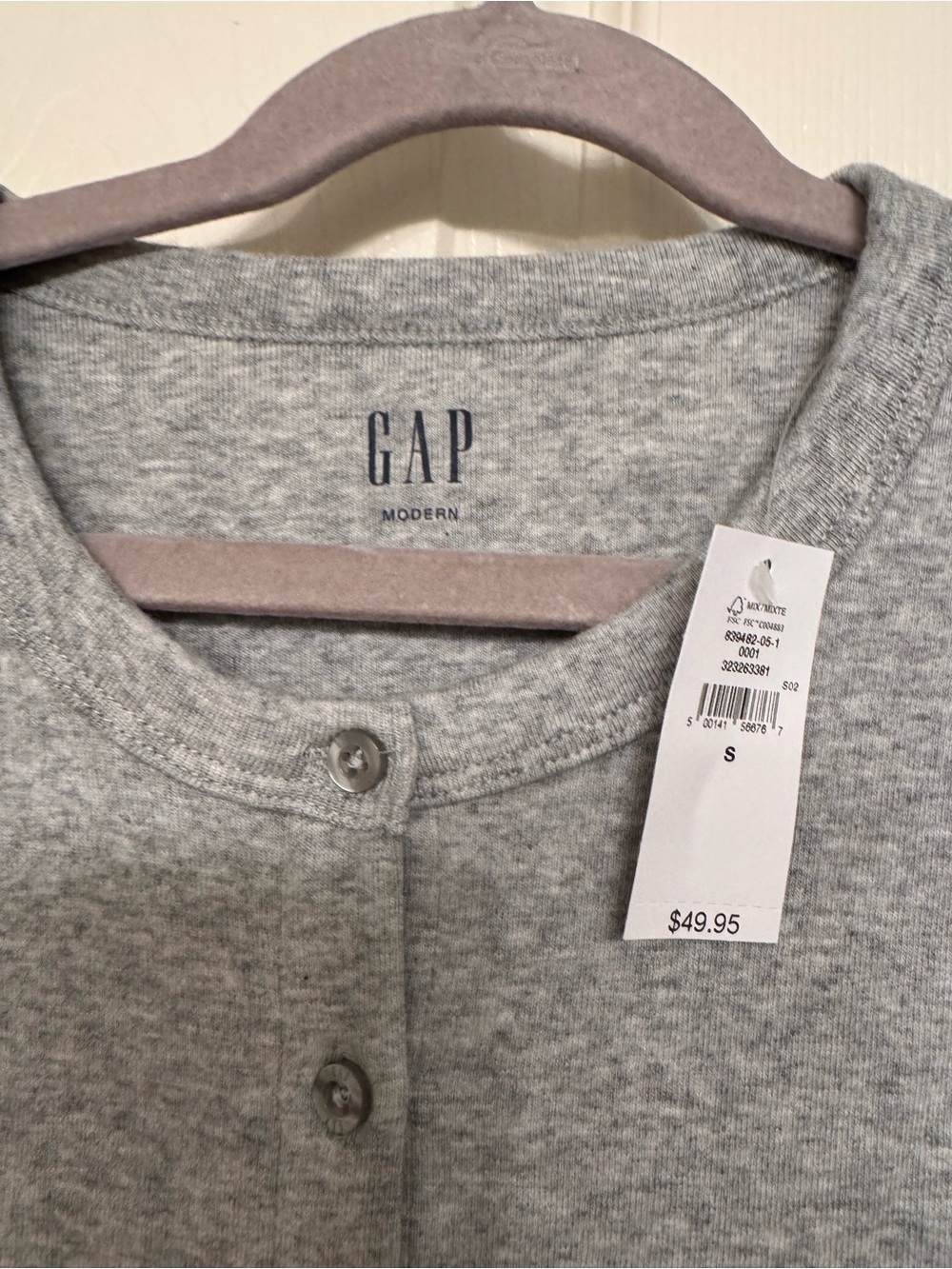 NEW - GAP Light heather gray Button-Front Long Sleeve Cardigan - Picture 6 of 7